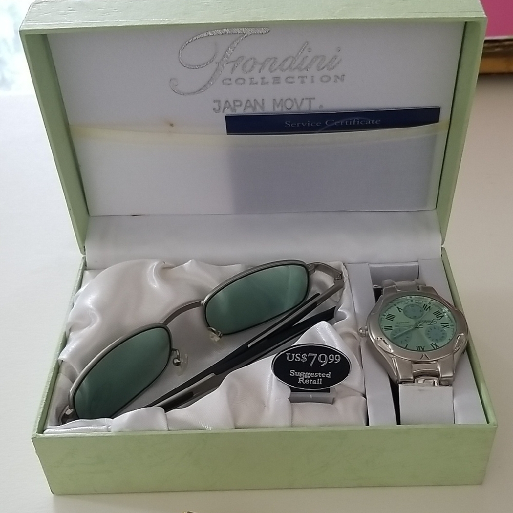 Fondini Collection Men's Watch, Sunglasses and Tie Clip Set